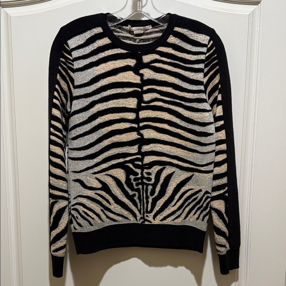 Stella McCartney Zebra Stripe Hybrid Virgin Wool Sweater - Black and Cream